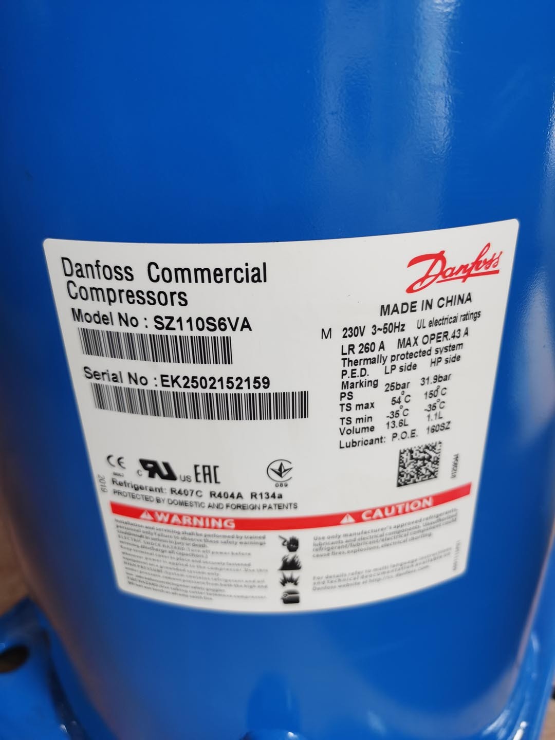 SZ110S6VA Danfoss Refrigeration Compressor